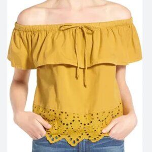Madewell Balcony Eyelet off the shoulder top